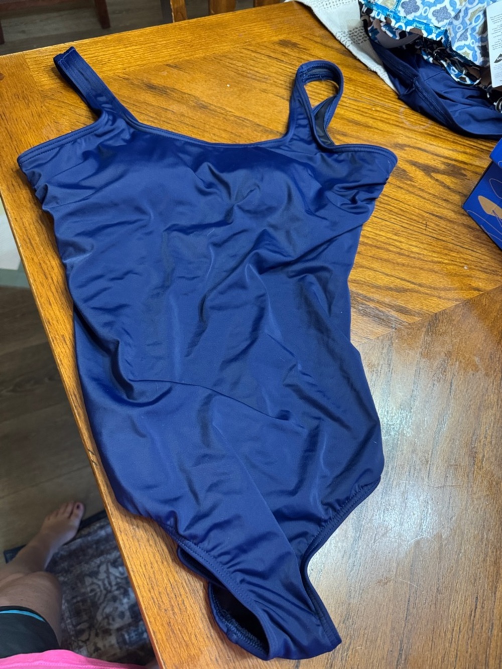 Lands' End Navy Blue One-Piece Swimsuit